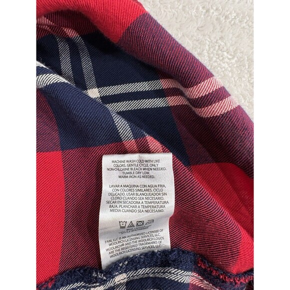 Woolrich Women's Medium Red Plaid Rayon Button Shirt Roll Tab Sleeve Casual - Picture 7 of 12